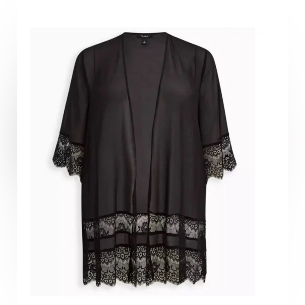 Torrid Chiffon Lace Kimono Sz 3/4